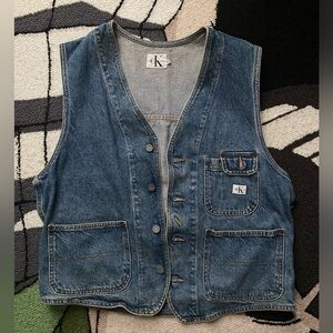 Vintage 90s Calvin Klein Vest Mens Size XL Denim Utility Made In The USA